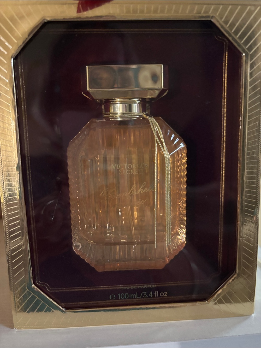Victoria's Secret Gold and Clear Faceted Glass Perfume Bottle